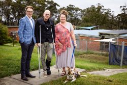 RSPCA NSW CEO Steve Coleman, Blue Mountains Mayor Cr Mark Greenhill, and Ms Trish Doyle MP at the Mort Street Animal Care Facility  
